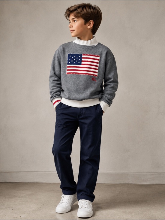 Polo Ralph Lauren Other - Polo Ralph Lauren Kids USA Flag Mockneck Sweatshirt Gray Size M 8–10